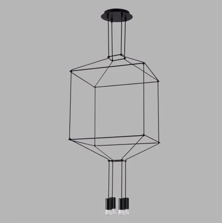 minimalist black led chandelier cube