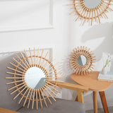 Compact Wall Rattan Mirror
