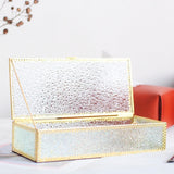 Golden Rectangular Glass Jewelry Box