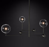 black 3 head hand blown glass globe chandelier