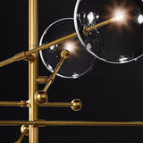 close up brass 8 head hand blown glass globe chandelier
