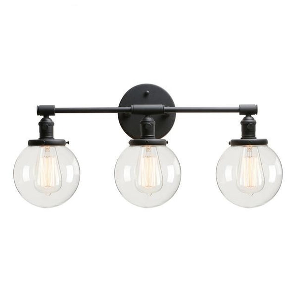 3 LIGHT BLACK VANITY LIGHT VINTAGE STYLE