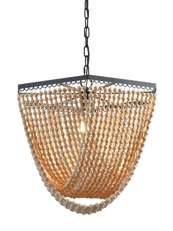 natural bead wood chandelier