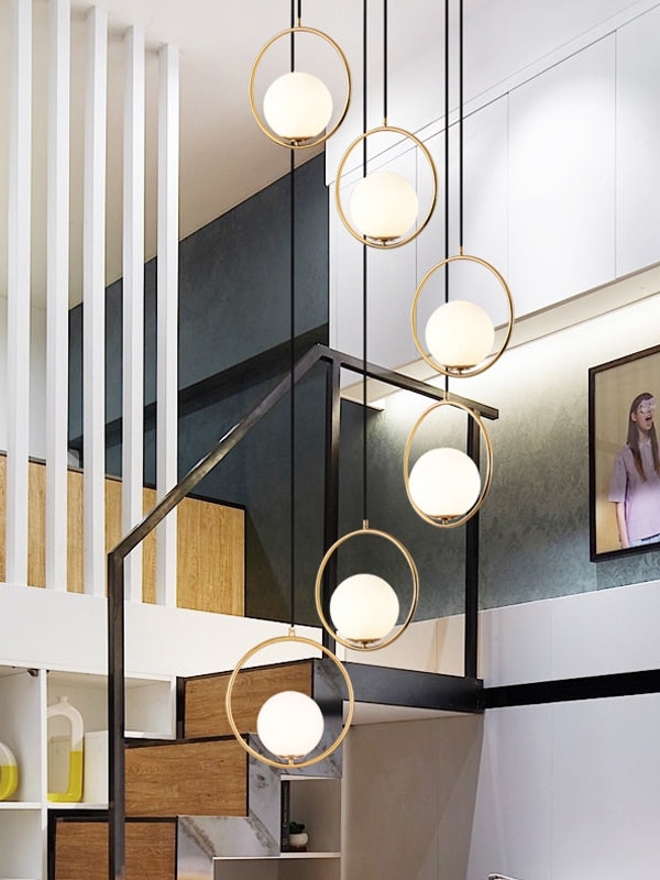 Glass ball Staircase Chandelier