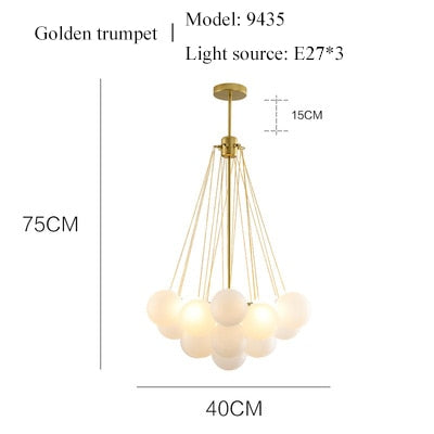 balloon bouquet golden body and frosted glass chandelier