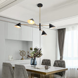 shell shaped shade chandelier black and brass