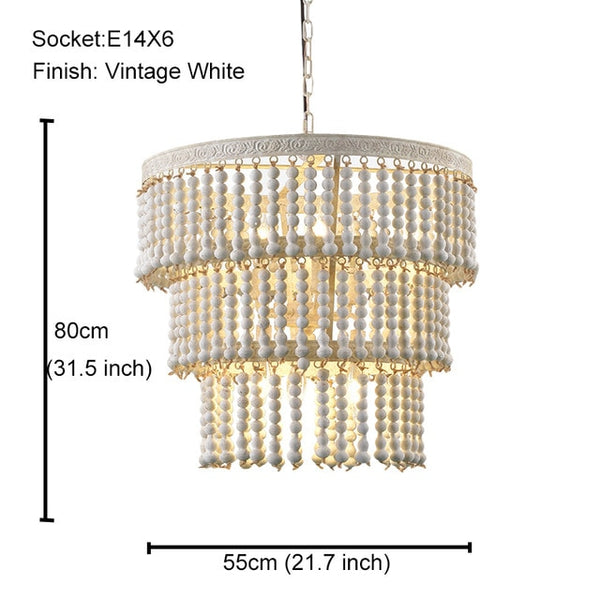 CLARA Wood Bead Chandelier