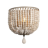 vintage white wood bead light sconce