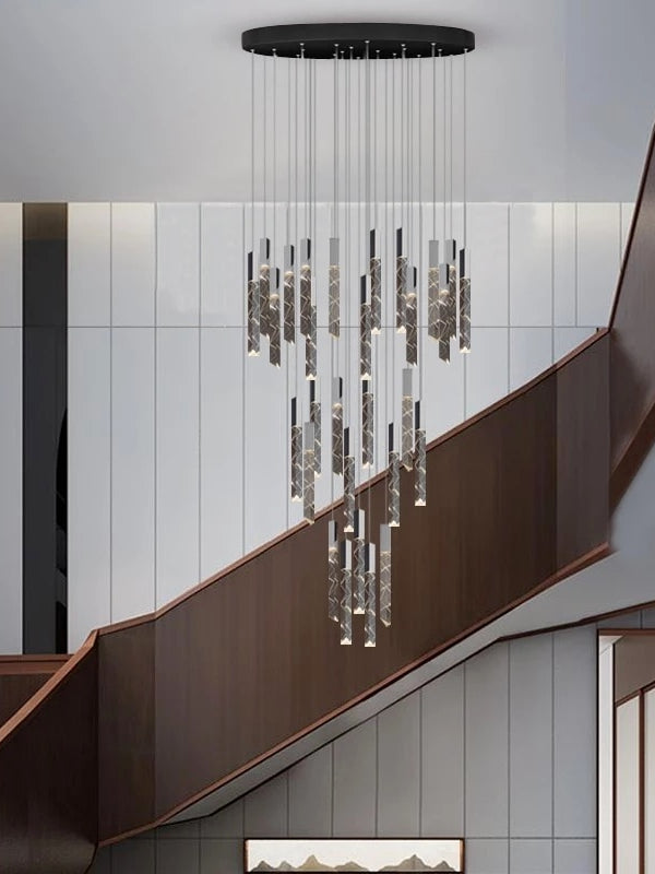 Modern Loft  Stair Chandelier K9 Crystal SUNTI