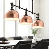 linear chandelier 3 copper shade lights