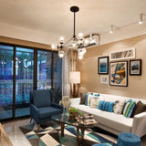 modern tv room with black light piece