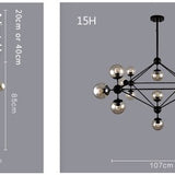 multi head globe black chandelier