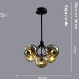 5 head black multi globe pendant