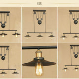 industrial 3 light pulley track chandelier