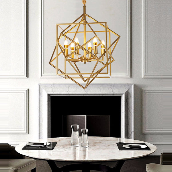geometric big gold chandelier for foyer