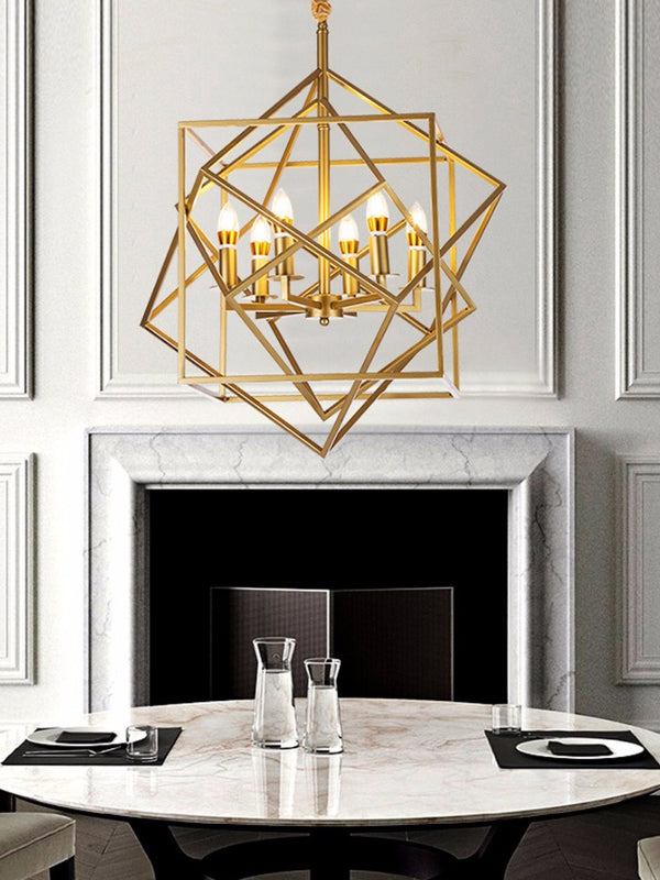 geometric big gold chandelier for foyer