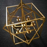 Big squared golden chandelier for master bedroom