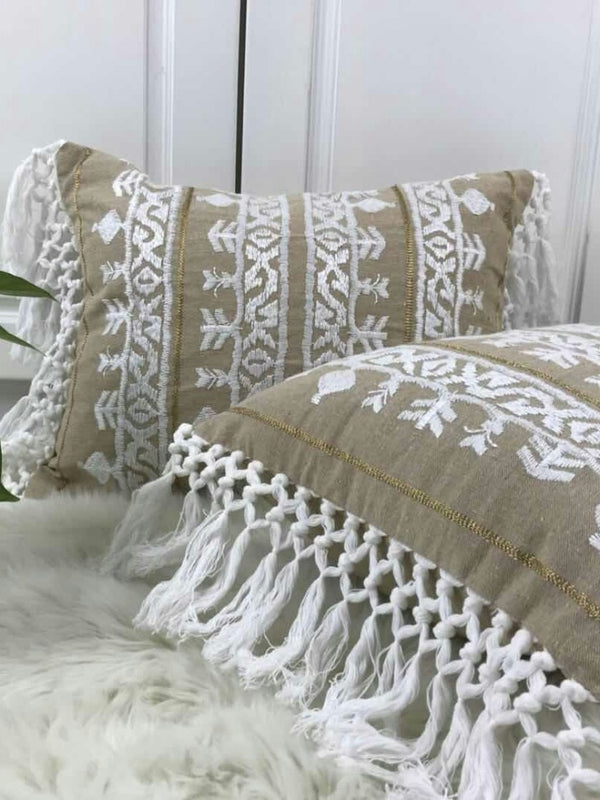 Linen Embroidery Cushion Cover