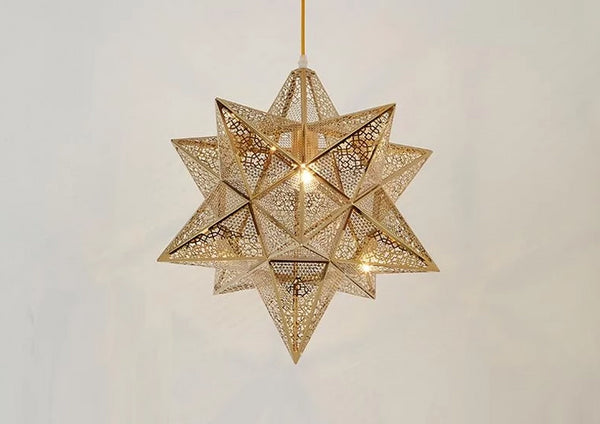 bronze copper star 3d pendant light for kids room nursery lighting
