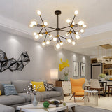 black and gold molecular chandelier