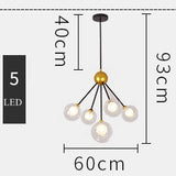 black and gold molecular chandelier 5 heads