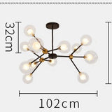 black and gold molecular chandelier 12 heads