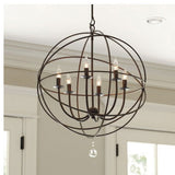 farmhouse thin black orb chandelier 8 lights