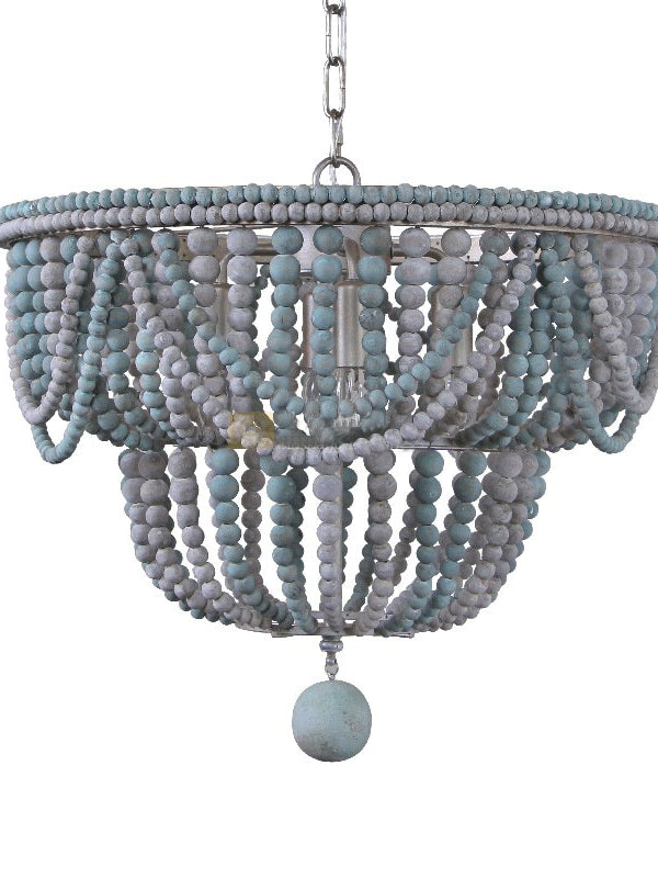 blue wood bead flush and semi-flush mount light