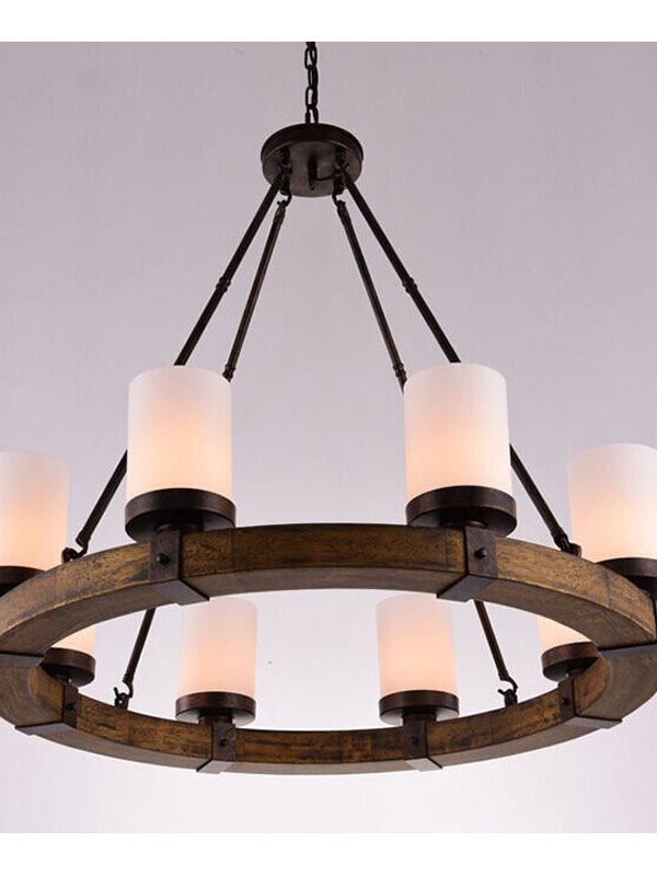 big round wood chandelier