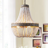 white beaded boho chandelier