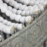 small white beaded chandelier close up