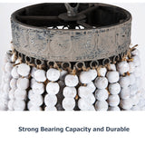 white beaded chandelier close up