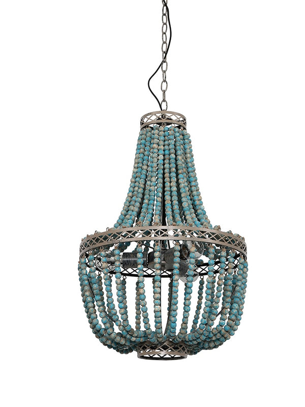 wood bead boho chandelier