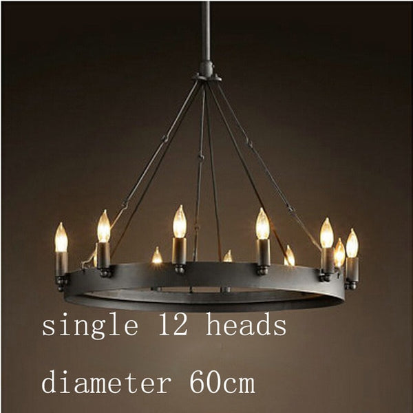 big  black round steel chandelier 12 lights