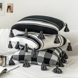 Black and White Knitted Cushion Cover