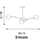 three head blass ball chandelier